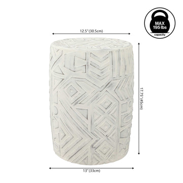 Drornzok 17.75" Geometric Drum Garden Stool - JONATHAN Y